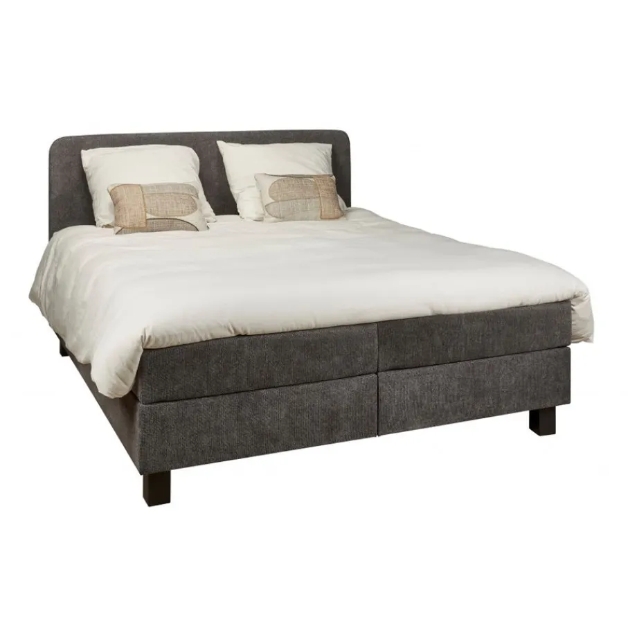 Tweepersoonsbedden|Boxsprings< Bed Bilbao Donkergrijs - 160x200 cm
