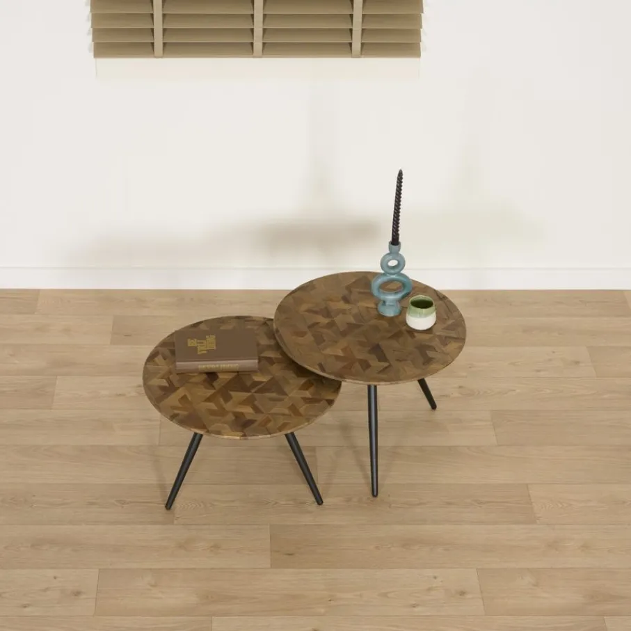 Bijzettafels< Bijzettafel Alvor Bruin - set 2 stuks