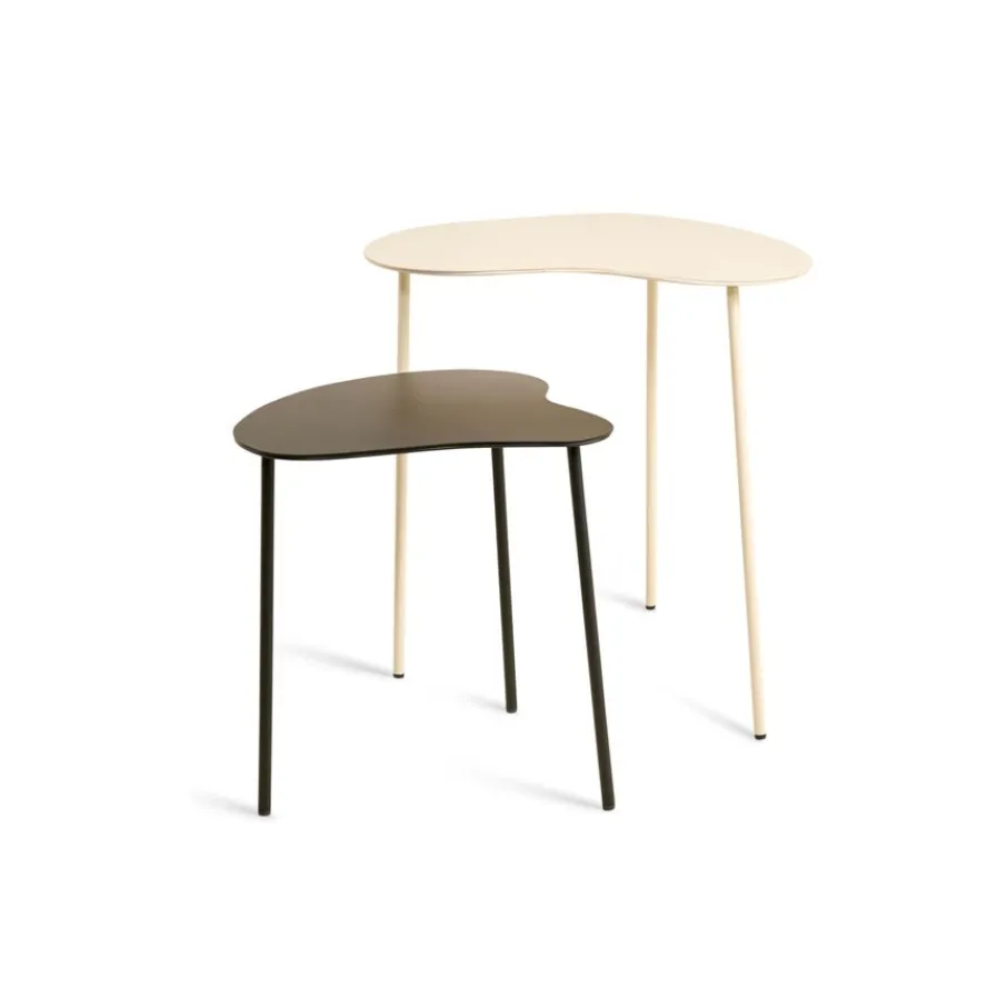 Bijzettafels< Bijzettafel Klippo Zwart / Beige - set 2 stuks