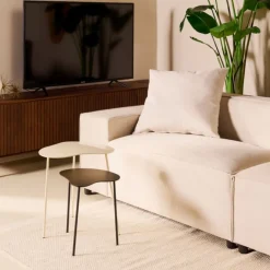 Bijzettafels< Bijzettafel Klippo Zwart / Beige - set 2 stuks