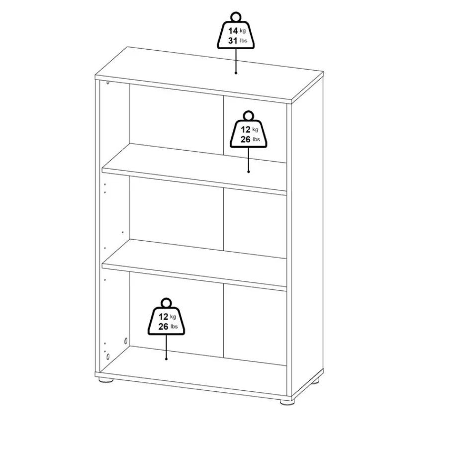 Opbergkasten< Boekenkast Bram Donkergrijs - 80x124x35 cm