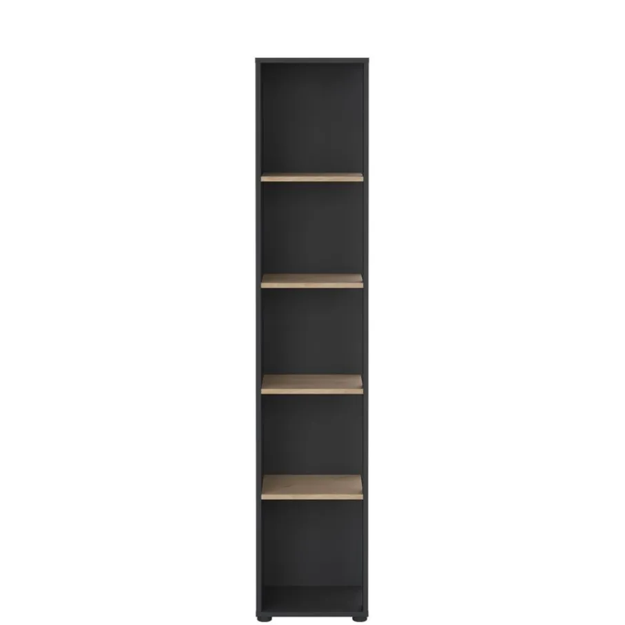 Opbergkasten< Boekenkast Bram Donkergrijs / Eiken - 41x205x35 cm