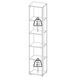 Opbergkasten< Boekenkast Bram Donkergrijs / Eiken - 41x205x35 cm
