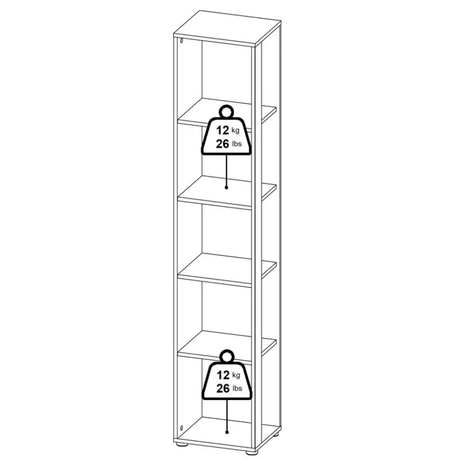 Opbergkasten< Boekenkast Bram Donkergrijs / Eiken - 41x205x35 cm