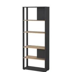 Boekenkasten|Wandkasten< Boekenkast Bram Donkergrijs / Eiken - 80x205x35 cm