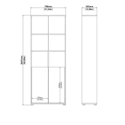 Boekenkasten|Wandkasten< Boekenkast Bram Donkergrijs / Eiken - 80x205x35 cm
