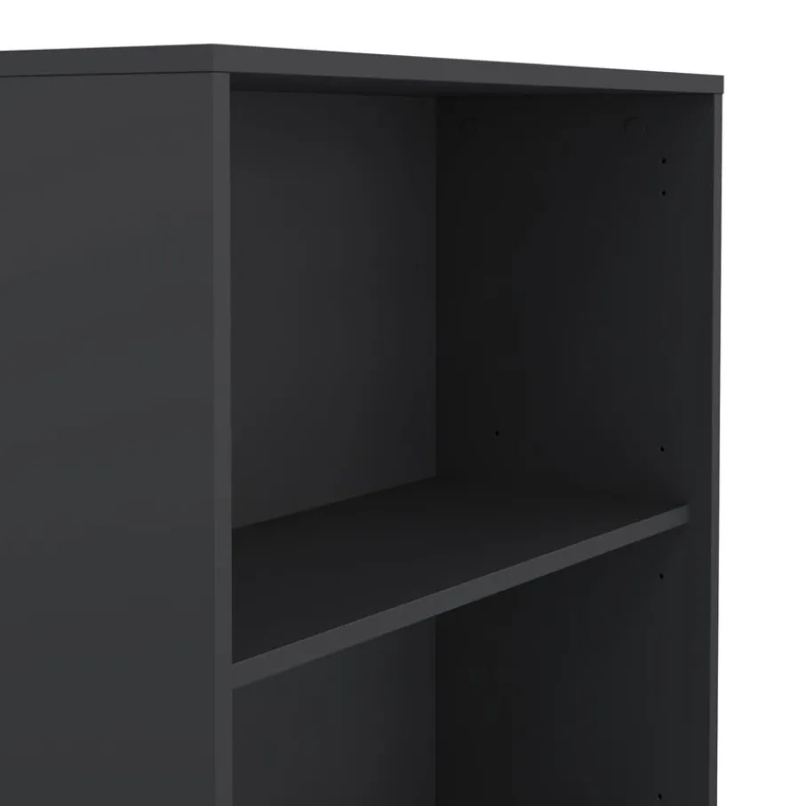 Boekenkasten|Wandkasten< Boekenkast Bram Donkergrijs / Eiken - 80x205x35 cm