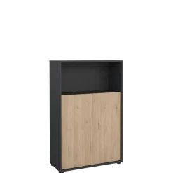 Boekenkasten|Wandkasten< Boekenkast Bram Donkergrijs / Eiken - 80x124x35 cm