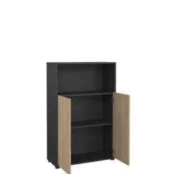 Boekenkasten|Wandkasten< Boekenkast Bram Donkergrijs / Eiken - 80x124x35 cm