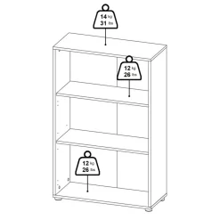 Boekenkasten|Wandkasten< Boekenkast Bram Donkergrijs / Eiken - 80x124x35 cm