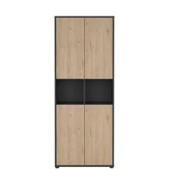 Boekenkasten|Wandkasten< Boekenkast Bram Donkergrijs / Eiken - 80x205x35 cm