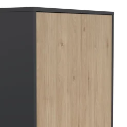 Boekenkasten|Wandkasten< Boekenkast Bram Donkergrijs / Eiken - 80x205x35 cm