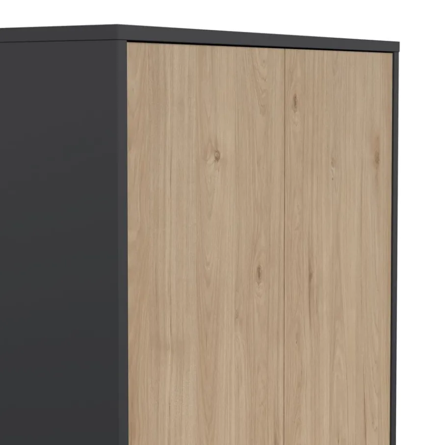 Boekenkasten|Wandkasten< Boekenkast Bram Donkergrijs / Eiken - 80x205x35 cm