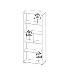 Boekenkasten|Wandkasten< Boekenkast Bram Donkergrijs / Eiken - 80x205x35 cm
