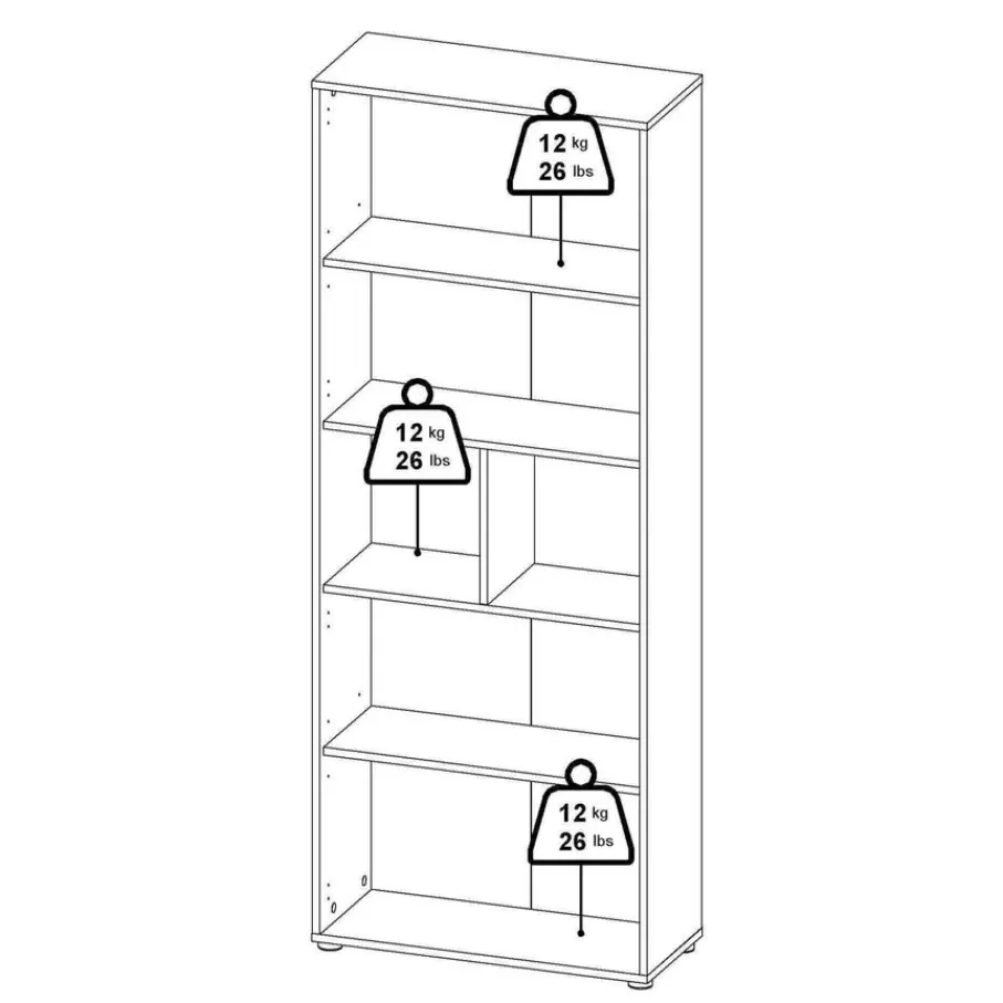 Boekenkasten|Wandkasten< Boekenkast Bram Donkergrijs - 80x205x35 cm
