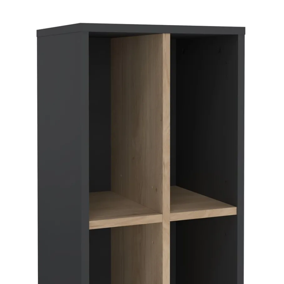 Boekenkasten|Wandkasten< Boekenkast Bram Donkergrijs / Eiken - 41x205x35 cm