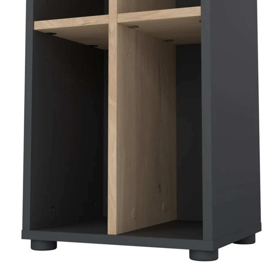 Boekenkasten|Wandkasten< Boekenkast Bram Donkergrijs / Eiken - 41x205x35 cm