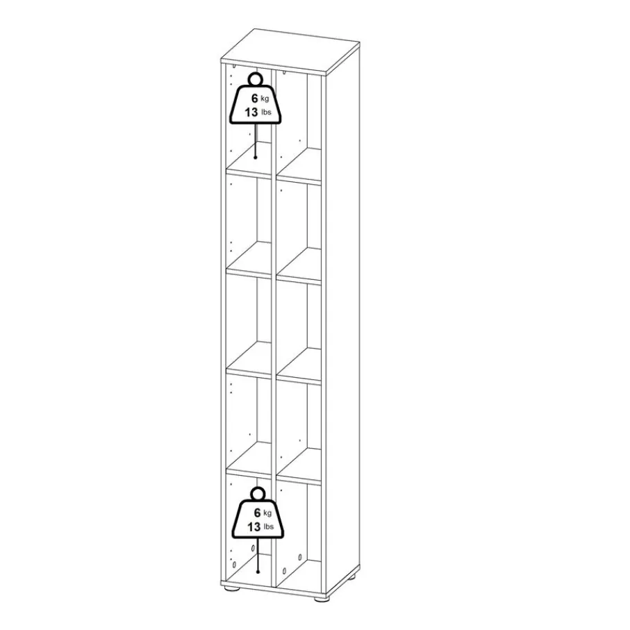 Boekenkasten|Wandkasten< Boekenkast Bram Donkergrijs / Eiken - 41x205x35 cm