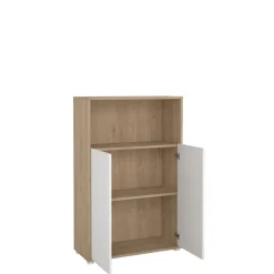 Opbergkasten< Boekenkast Bram Eiken / Wit - 80x124x35 cm