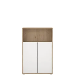 Opbergkasten< Boekenkast Bram Eiken / Wit - 80x124x35 cm