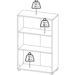 Opbergkasten< Boekenkast Bram Eiken / Wit - 80x124x35 cm