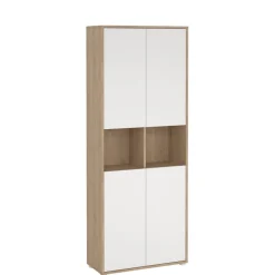 Opbergkasten< Boekenkast Bram Eiken / Wit - 80x205x35 cm