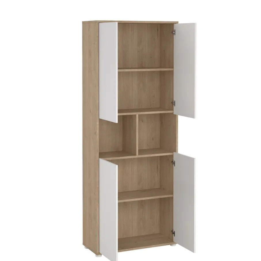 Opbergkasten< Boekenkast Bram Eiken / Wit - 80x205x35 cm