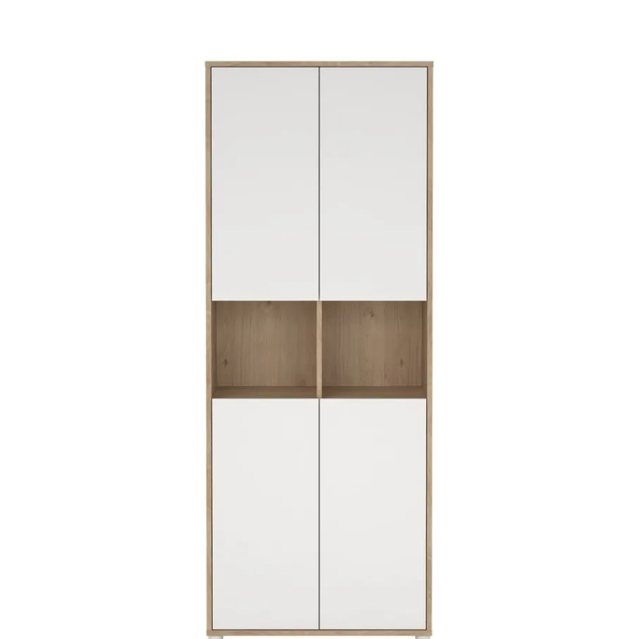 Opbergkasten< Boekenkast Bram Eiken / Wit - 80x205x35 cm