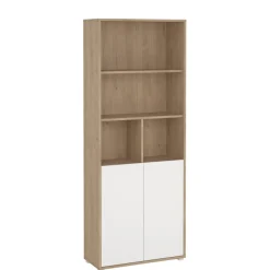 Boekenkasten|Wandkasten< Boekenkast Bram Eiken / Wit - 80x205x35 cm