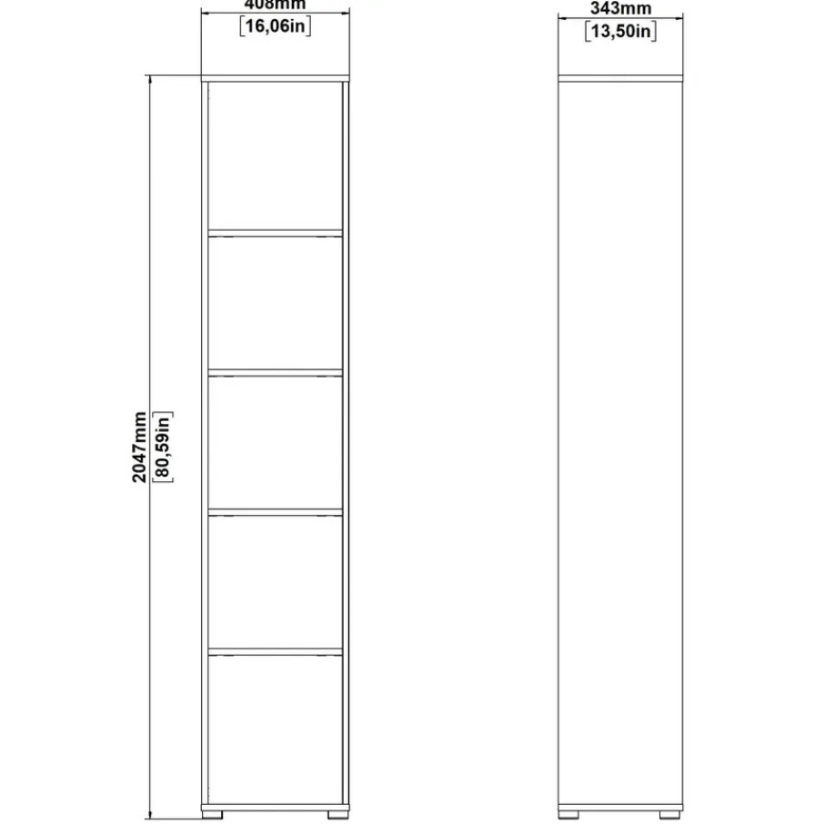Boekenkasten|Wandkasten< Boekenkast Bram Eiken / Wit - 41x205x35 cm