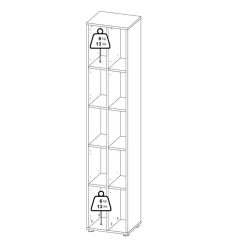 Boekenkasten|Wandkasten< Boekenkast Bram Eiken / Wit - 41x205x35 cm