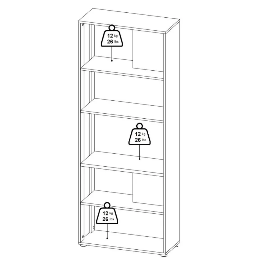 Boekenkasten|Wandkasten< Boekenkast Bram Eiken - 80x205x35 cm