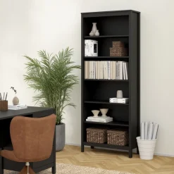 Opbergkasten< Boekenkast Dallas Zwart - 78x199x33 cm