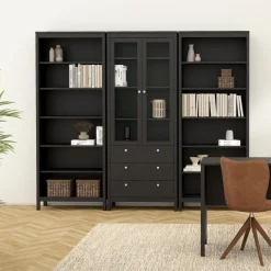 Opbergkasten< Boekenkast Dallas Zwart - 78x199x33 cm