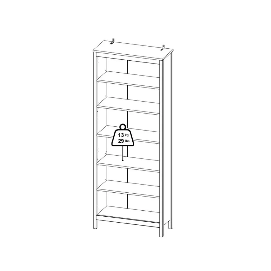 Opbergkasten< Boekenkast Dallas Zwart - 78x199x33 cm