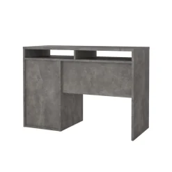 Bureaus< Bureau Boston Beton / Hoogglans Wit - 111x78x49 cm