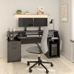 Bureaus< Bureau Boston Donkergrijs - 171x90x63 cm