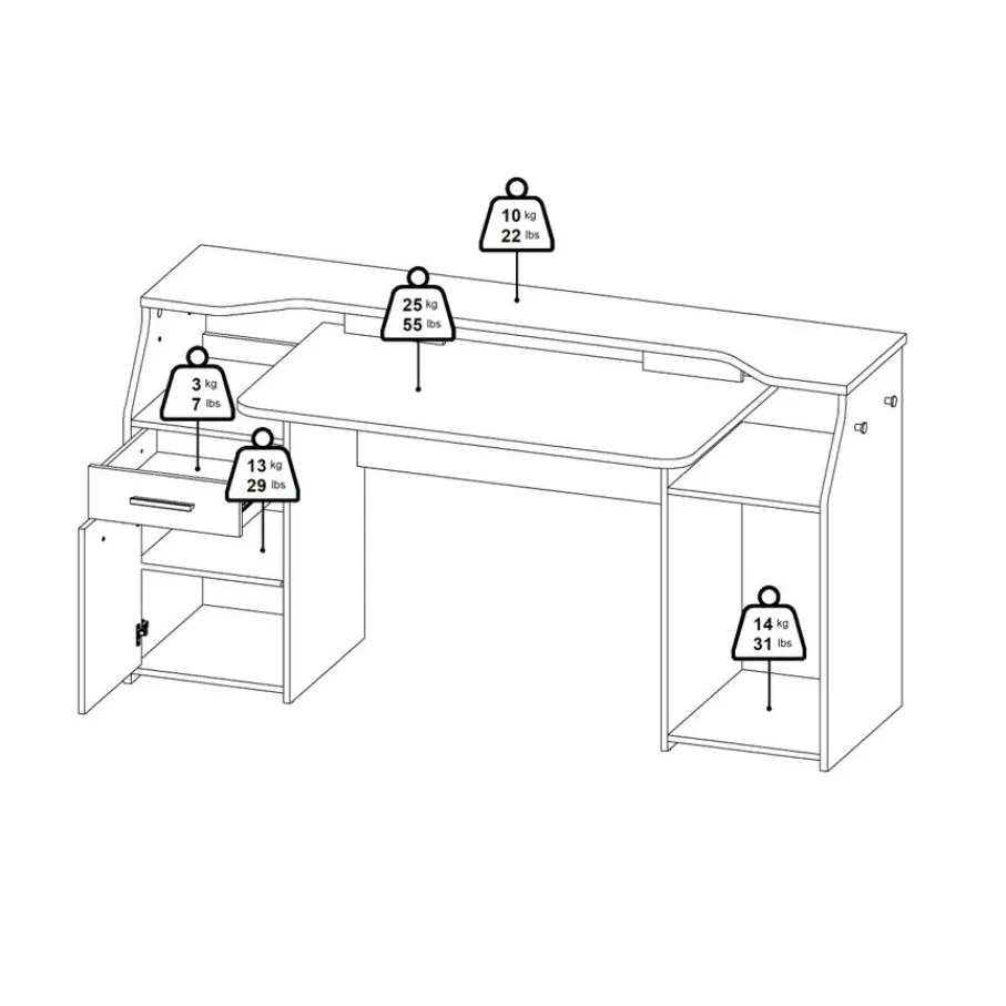 Bureaus< Bureau Boston Donkergrijs - 171x90x63 cm