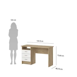 Bureaus< Bureau Boston Eiken / Wit - 121x73x49 cm