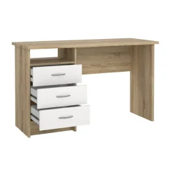 Bureaus< Bureau Boston Eiken / Wit - 121x73x49 cm