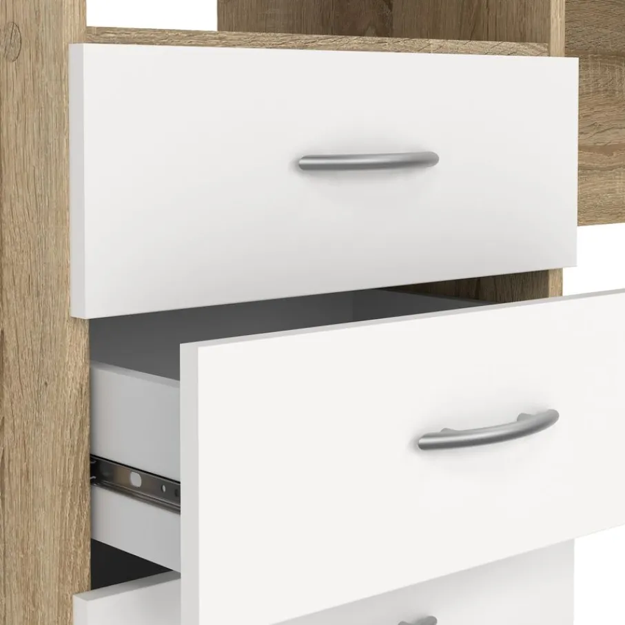 Bureaus< Bureau Boston Eiken / Wit - 121x73x49 cm