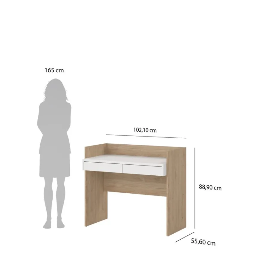 Bureaus< Bureau Boston Eiken / Wit - 103x89x56 cm