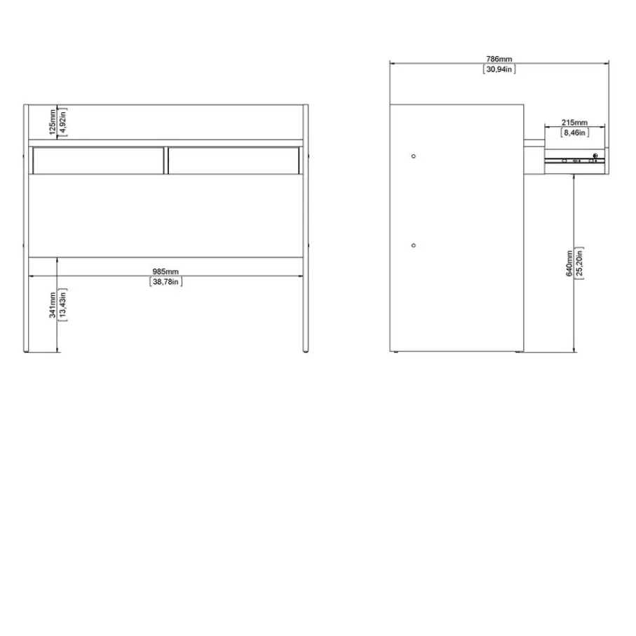Bureaus< Bureau Boston Eiken / Wit - 103x89x56 cm