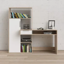 Opbergkasten< Bureau Boston Eiken / Wit - 163x156x61 cm