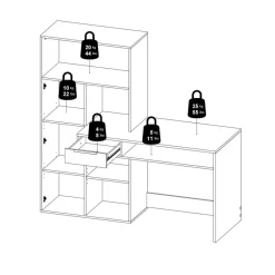 Opbergkasten< Bureau Boston Eiken / Wit - 163x156x61 cm