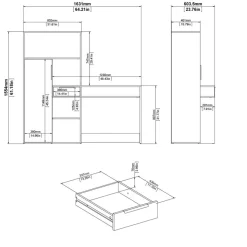 Opbergkasten< Bureau Boston Eiken / Wit - 163x156x61 cm