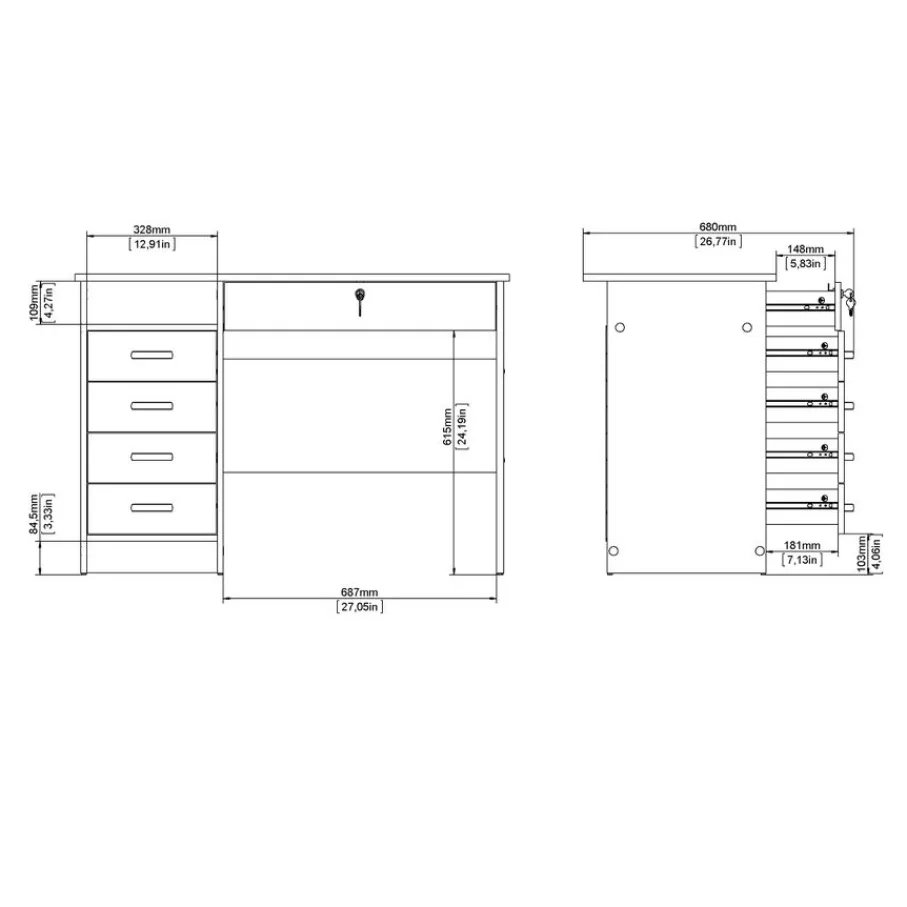 Bureaus< Bureau Boston Eiken - 110x76x49 cm