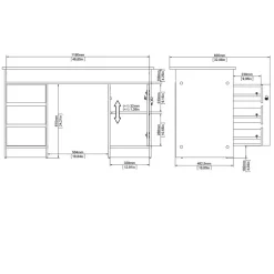 Bureaus< Bureau Boston Eiken - 126x76x55 cm