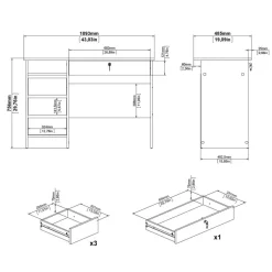 Bureaus< Bureau Boston Eiken - 110x76x49 cm