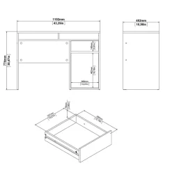 Bureaus< Bureau Boston Eiken - 111x78x49 cm